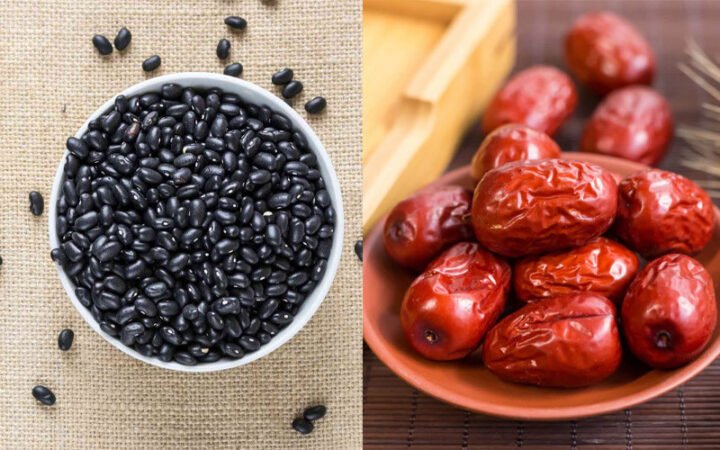 Nguyên liệu chuẩn bị cách nấu nước đậu đen táo đỏ: đậu đen và táo đỏ