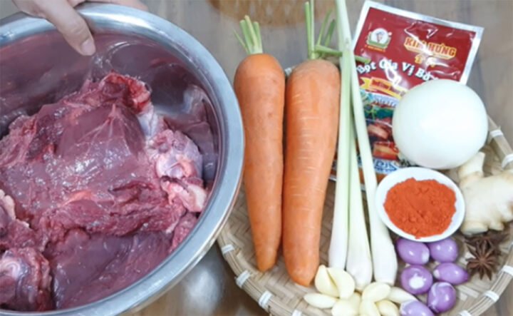 Nguyên liệu chuẩn bị cho cách nấu bò kho đơn giản tại nhà