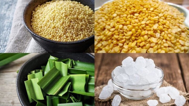 Nguyên liệu chuẩn bị cho cách nấu chè kê đậu xanh tại nhà