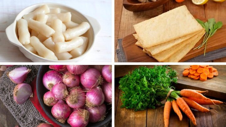 Nguyên liệu chuẩn bị cho món cách nấu tokbokki chả cá đơn giản tại nhà