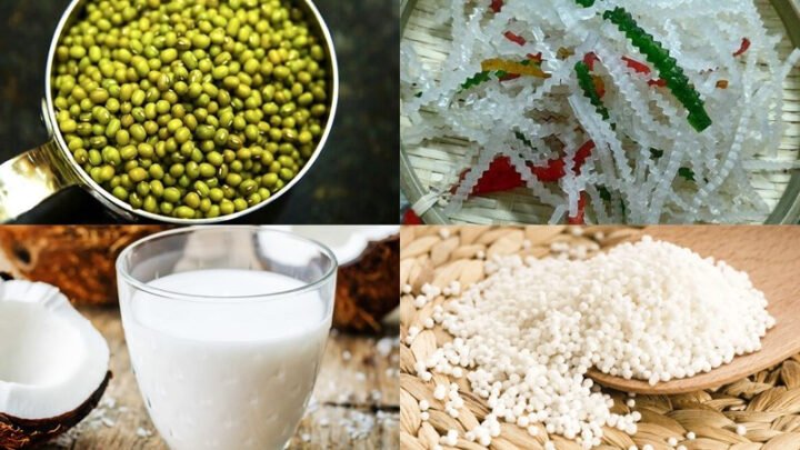 Nguyên liệu chuẩn bị cho món chè đậu xanh bột báng