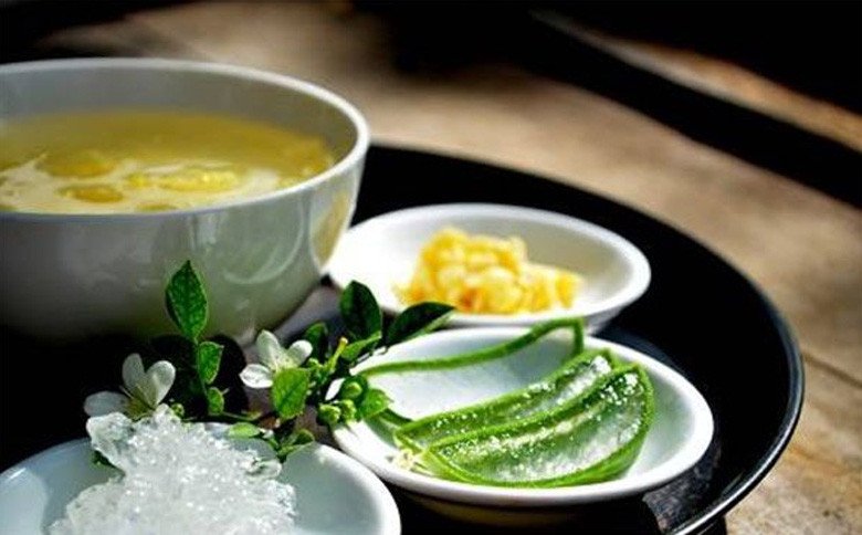 Nguyên liệu chuẩn bị cho món chè nha đam đậu xanh