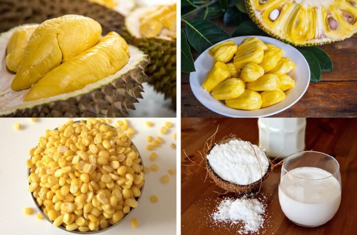 Nguyên liệu chuẩn bị để nấu chè sầu riêng thơm ngon tại nhà