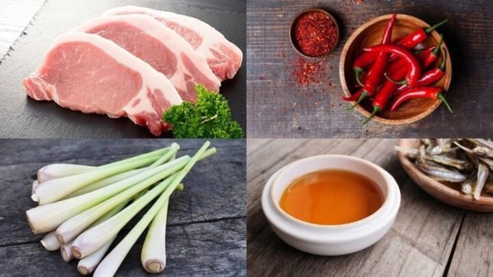 Nguyên liệu chuẩn bị làm thịt lợn khô bằng nồi chiên không dầu