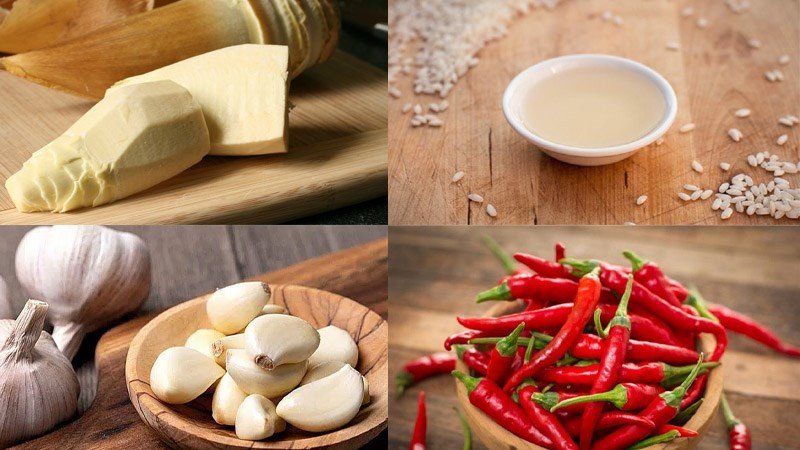 Nguyên liệu cơ bản để ngâm măng chua nấu canh bằng giấm