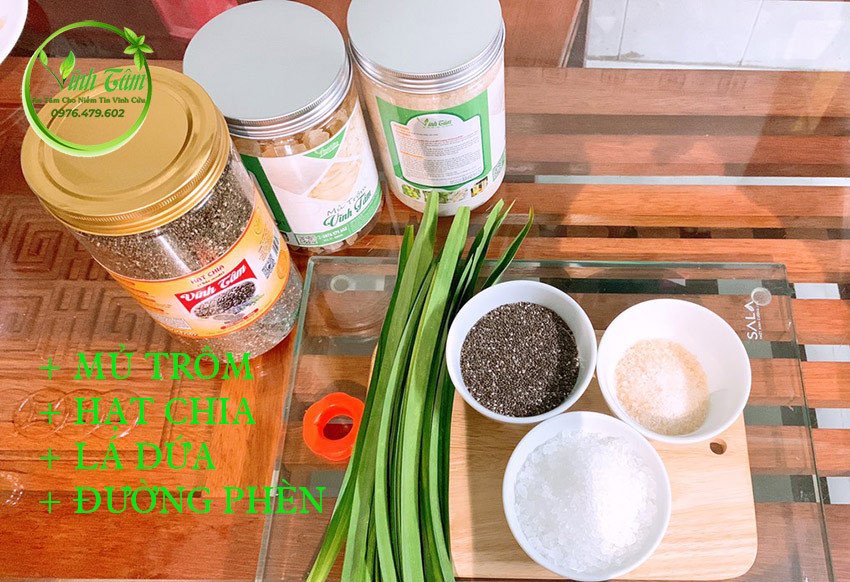 Nguyên liệu đầy đủ cho cách nấu mủ trôm hạt chia ngon chuẩn vị