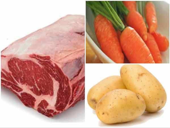 Nguyên liệu đầy đủ cho món bò hầm khoai tây thơm ngon