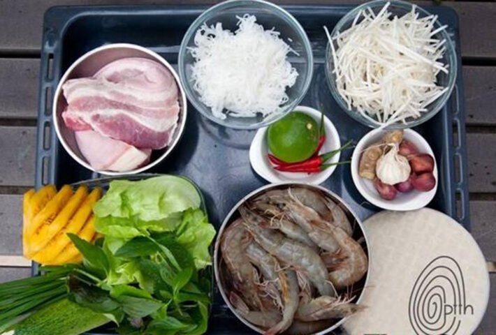 Nguyên liệu đầy đủ để làm gỏi cuốn tôm thịt tươi ngon