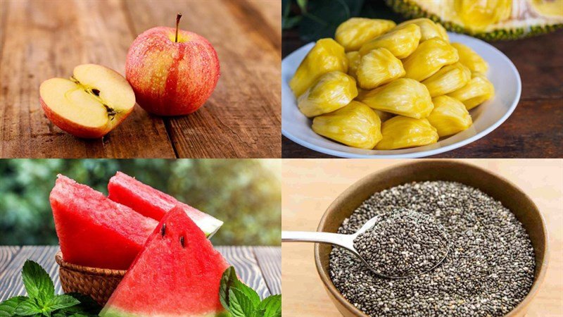 Nguyên liệu đầy màu sắc cho món thạch dừa hạt chia trái cây