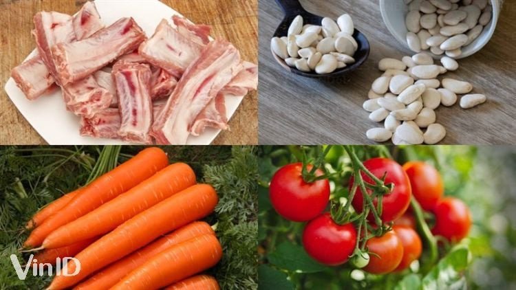 Nguyên liệu để làm sườn non nấu đậu thận trắng