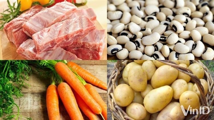 Nguyên liệu để làm sườn non nấu đậu trắng bi