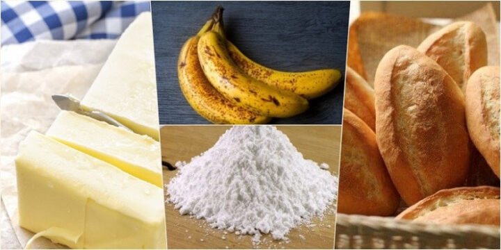 Nguyên liệu làm bánh chuối nướng bằng bột năng