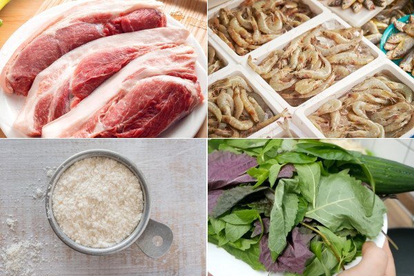 Nguyên liệu làm bánh xèo miền Tây