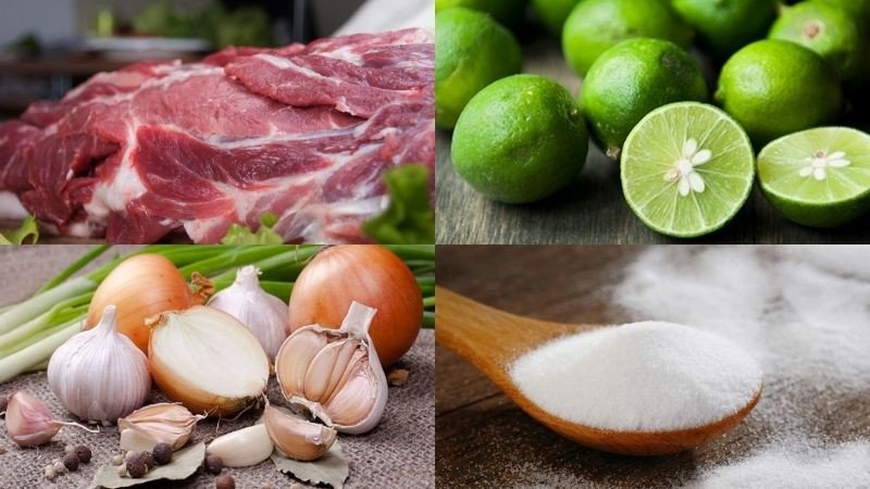 Nguyên liệu làm món thịt lợn xào chua ngọt