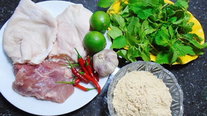 Nguyên liệu làm nem thính thịt nạc và nem tai thính