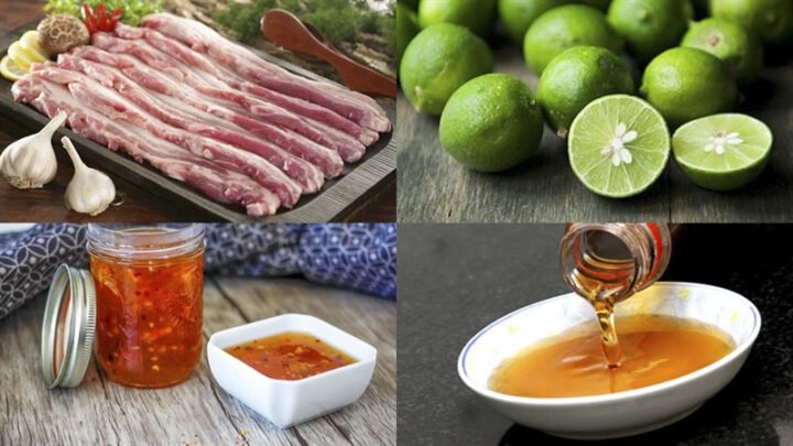 Nguyên liệu làm thịt kho chua ngọt đầy đủ