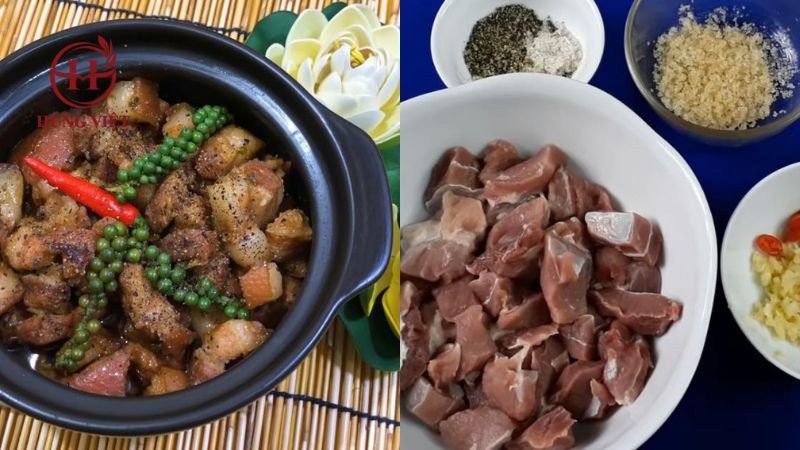 Nguyên liệu làm thịt kho tiêu xanh thơm lừng