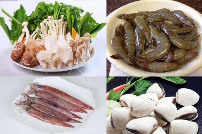 Nguyên liệu lẩu hải sản tươi ngon