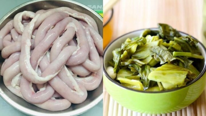 Nguyên liệu lòng lợn xào dưa chua