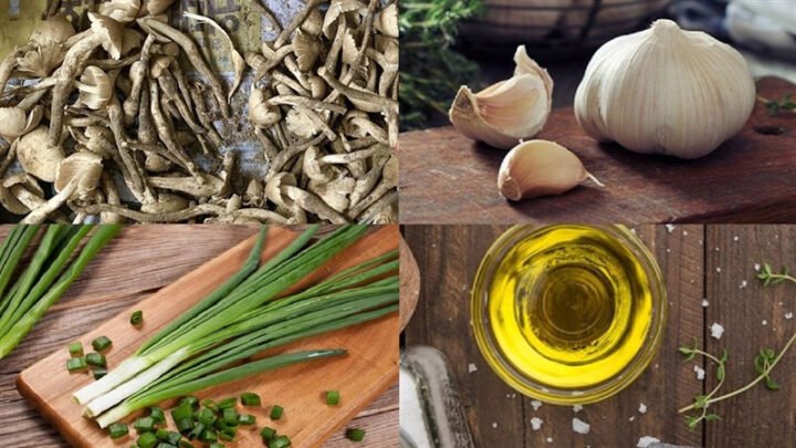 Nguyên liệu món nấm mối xào tỏi chay
