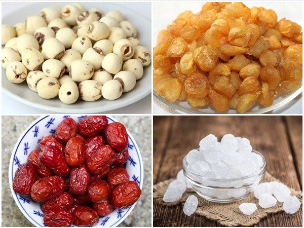 Nguyên liệu nấu chè hạt sen nhãn khô táo đỏ
