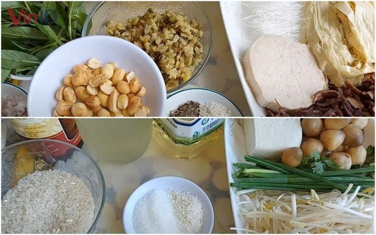 Nguyên liệu phong phú cho cháo lòng chay