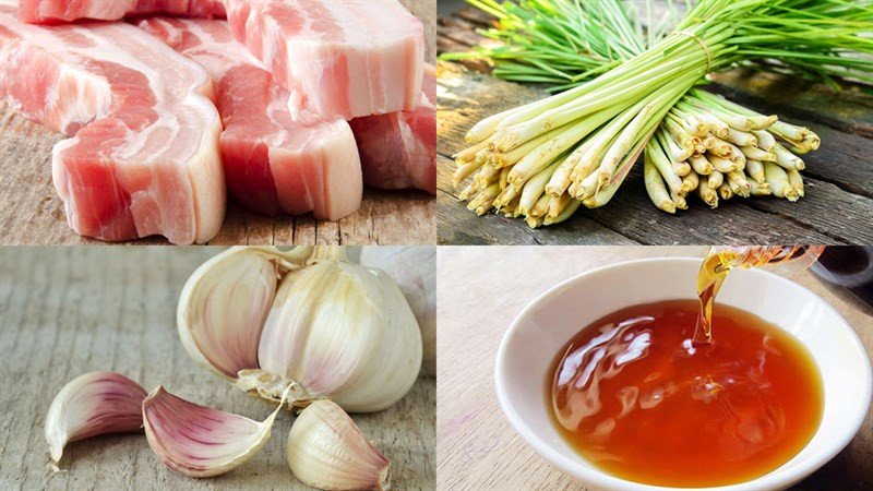 Nguyên liệu phong phú để ướp thịt ba chỉ riềng sả nướng nồi chiên không dầu