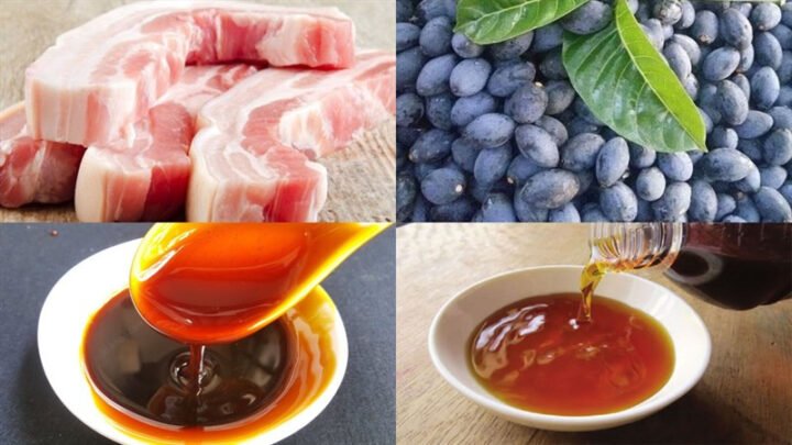 Nguyên liệu thịt kho trám đen và trám xanh
