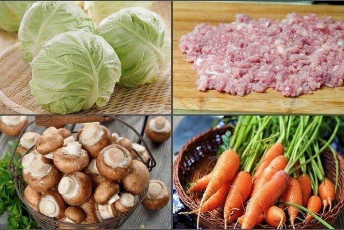 Nguyên liệu tươi ngon cho món bắp cải cuốn thịt hấp