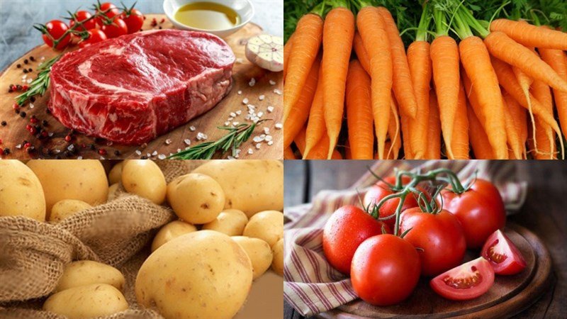 Nguyên liệu tươi ngon cho món bò sốt vang đơn giản không cần rượu