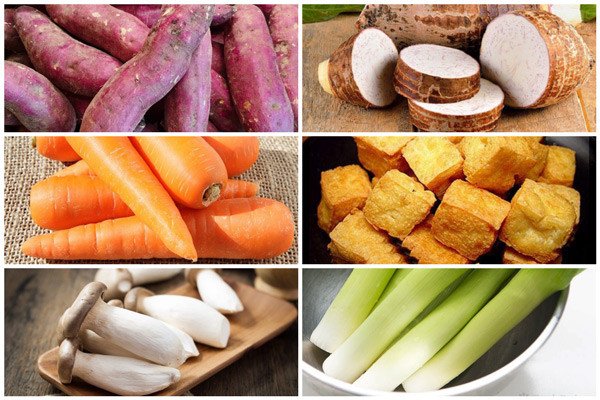 Nguyên liệu tươi ngon cho món cà ri chay nước cốt dừa