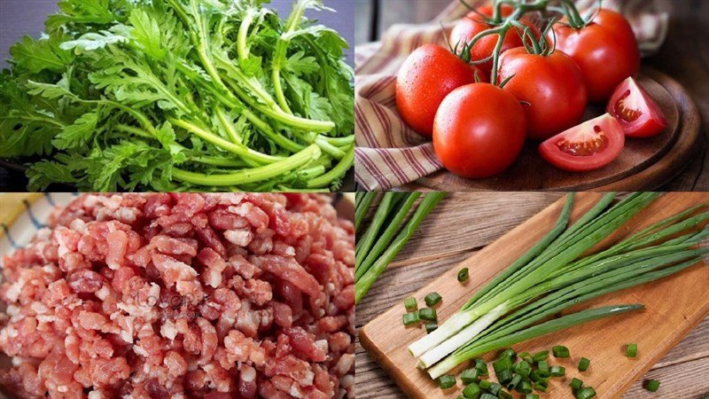 Nguyên liệu tươi ngon cho món canh cải cúc chay