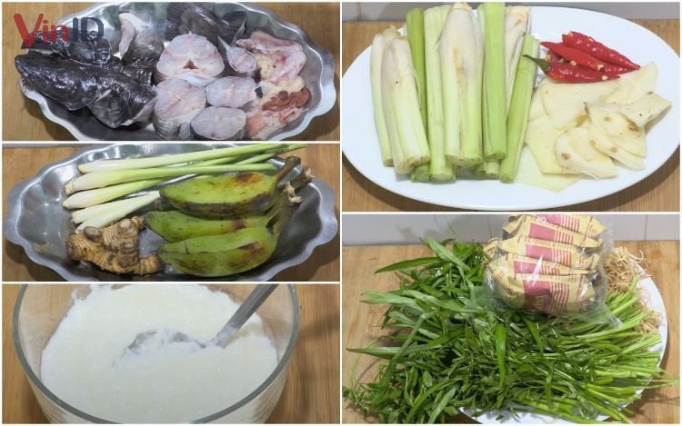 Nguyên liệu tươi ngon cho món lẩu cá lăng nấu mẻ