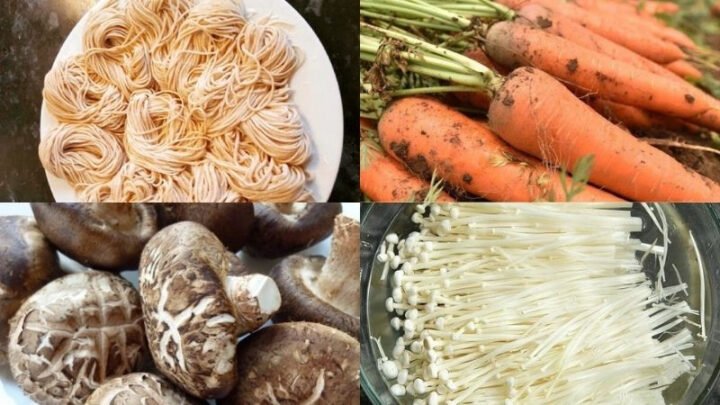 Nguyên liệu tươi ngon cho món mì trứng xào nấm tại Saigonese Baguette