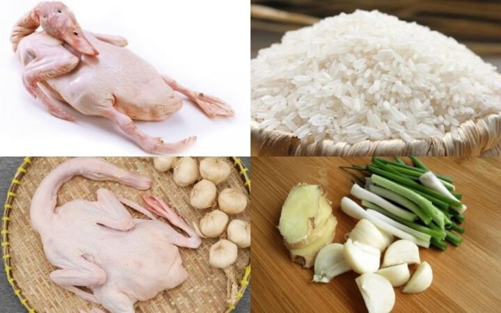 Nguyên liệu tươi ngon chuẩn bị cho món cháo vịt tại nhà