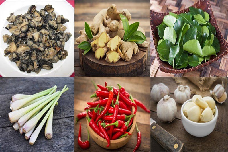 Nguyên liệu tươi ngon chuẩn bị cho món ốc bươu xào sả ớt