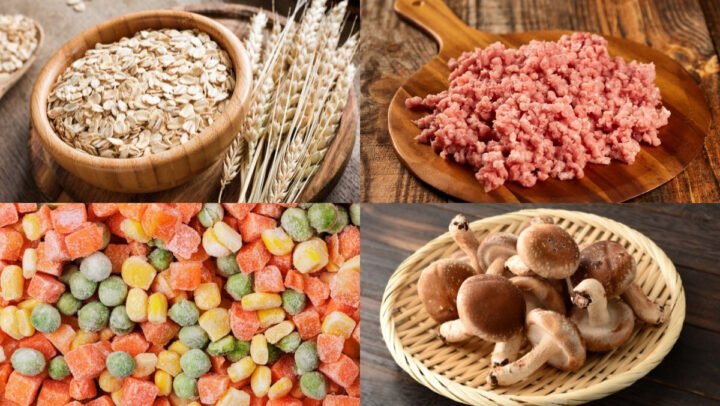 Nguyên liệu tươi ngon để nấu cháo yến mạch thịt băm bổ dưỡng