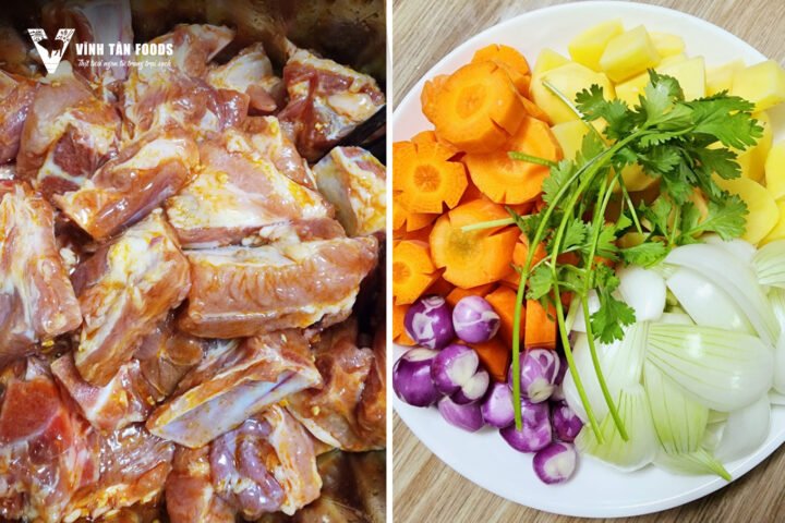 Nguyên liệu tươi ngon để nấu lagu sườn heo chấm bánh mì