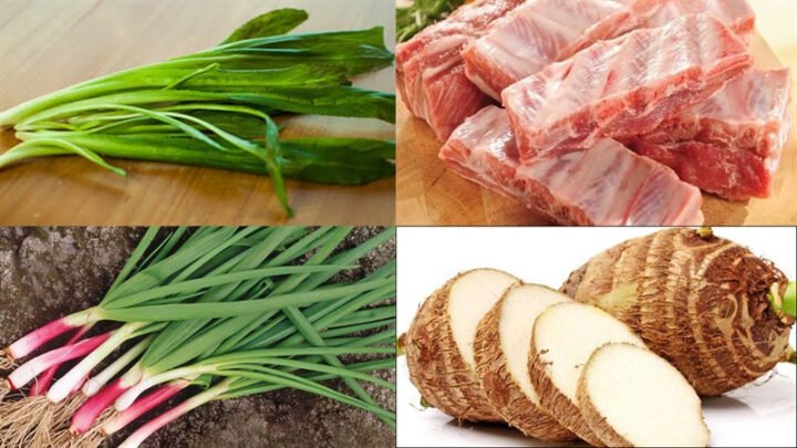Nguyên liệu tươi ngon để nấu món canh khoai môn hầm xương