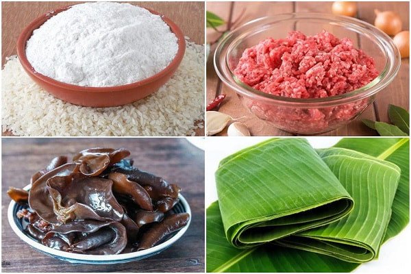 Nguyên liệu tươi ngon làm bánh giò bằng bột gạo