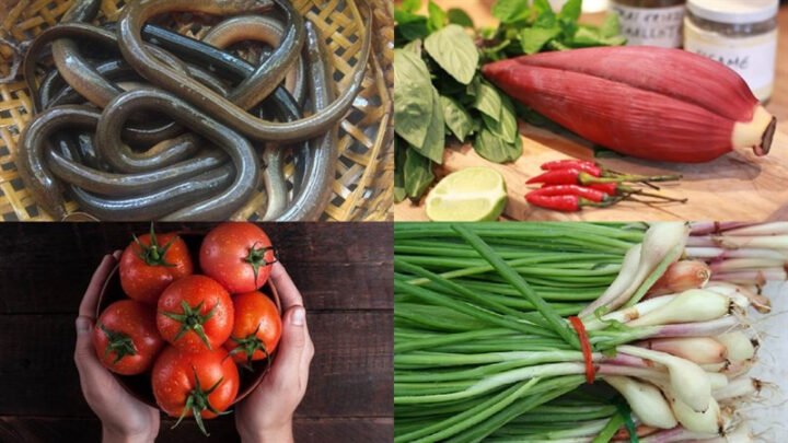 Nguyên liệu tươi sống để nấu lẩu lươn hoa chuối