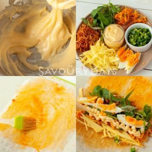 Nguyên liệu và thành phẩm bánh tráng cuốn sốt me