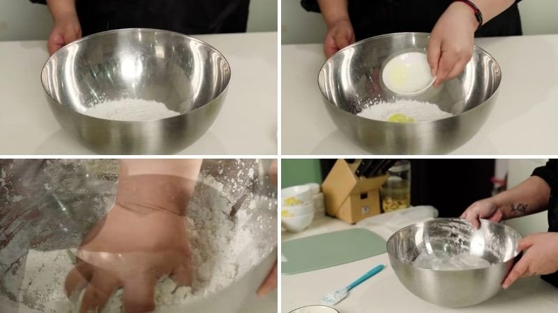 Nhào bột làm bánh ngào mật mía
