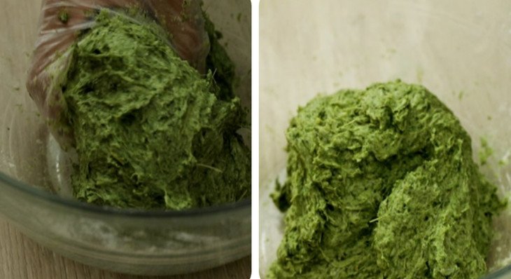 Nhào bột nếp cùng ngải cứu cho vỏ bánh dẻo