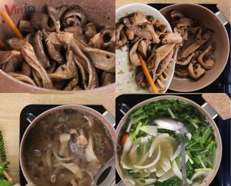 Nồi bao tử hầm tiêu đen đang sôi trên bếp