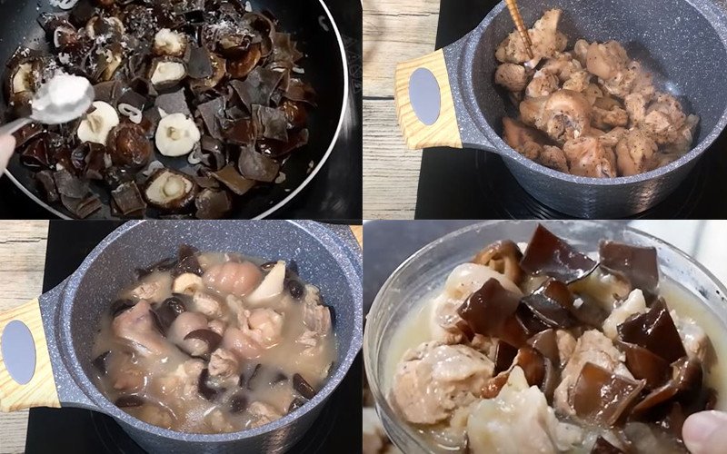 Nồi chân giò đang được hầm nhừ, chuẩn bị cho món đông