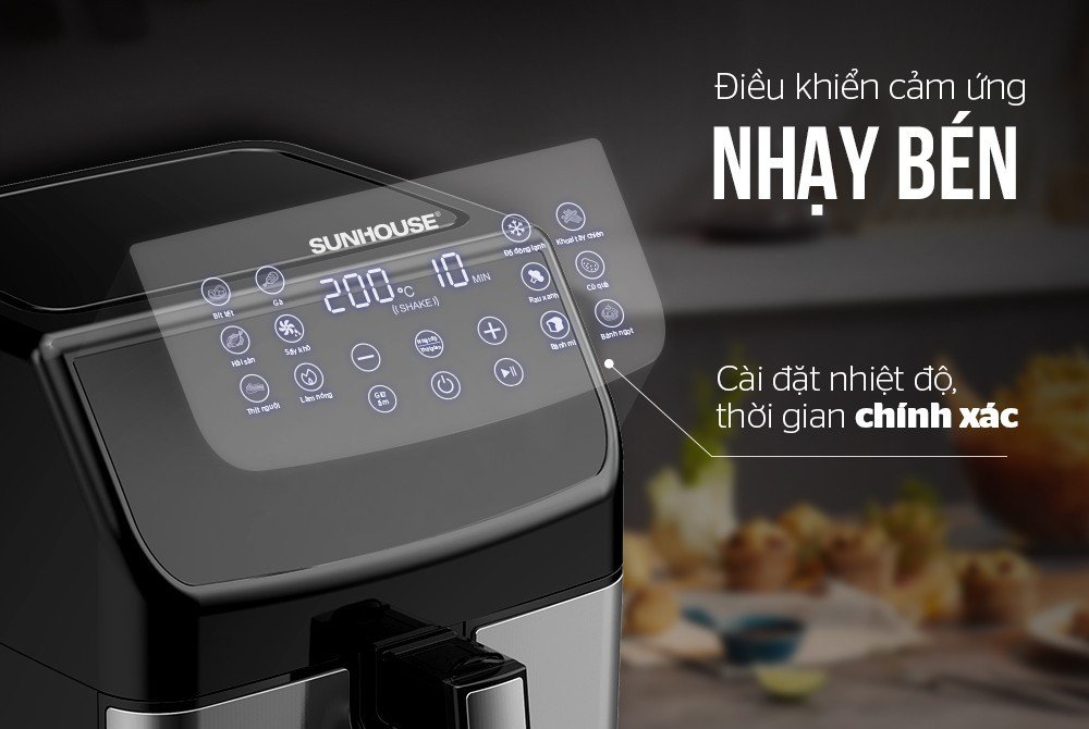 Nồi chiên không dầu với các chế độ cài đặt sẵn giúp nướng thịt ba chỉ dễ dàng