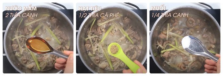 Nồi gân bò kho sả ớt đang được hầm mềm trên bếp lửa nhỏ