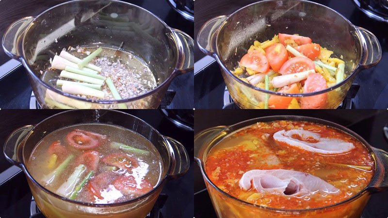 Nồi lẩu thái cá đang sôi trên bếp, hương thơm ngào ngạt