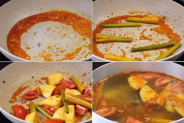 Nồi nước dùng bún cá ngừ thơm lừng, trong veo không tanh